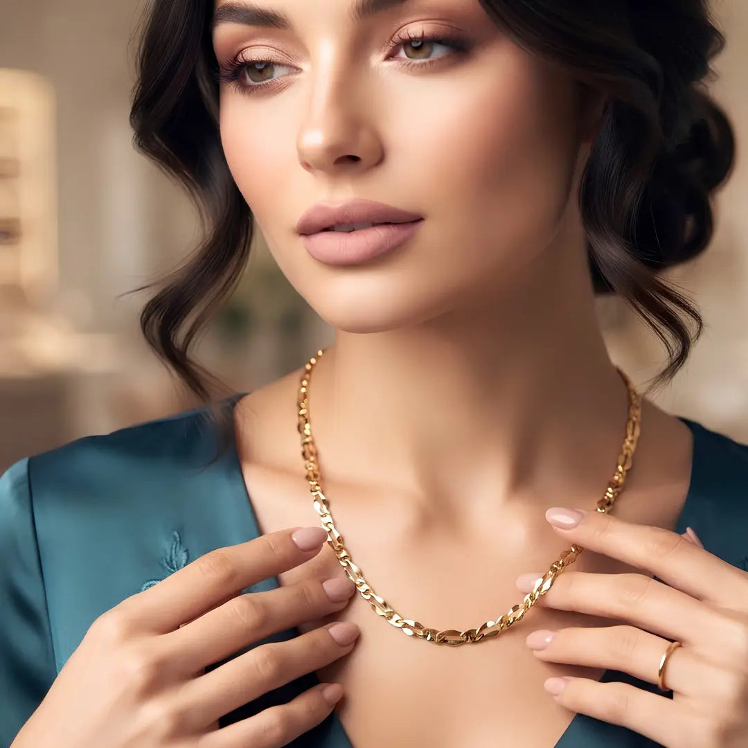 18K Gold Filled Figaro Chain Necklace - 60cm x 12mm